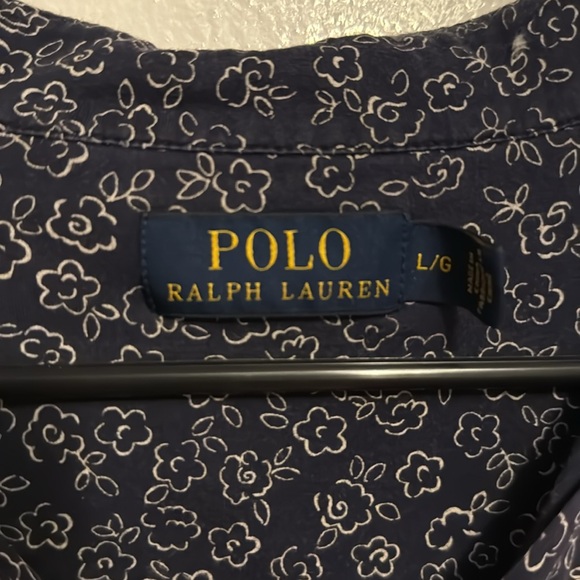 Polo Ralph Lauren - Navy Floral Print - Collared Shirt - Size Large - Picture 3 of 4
